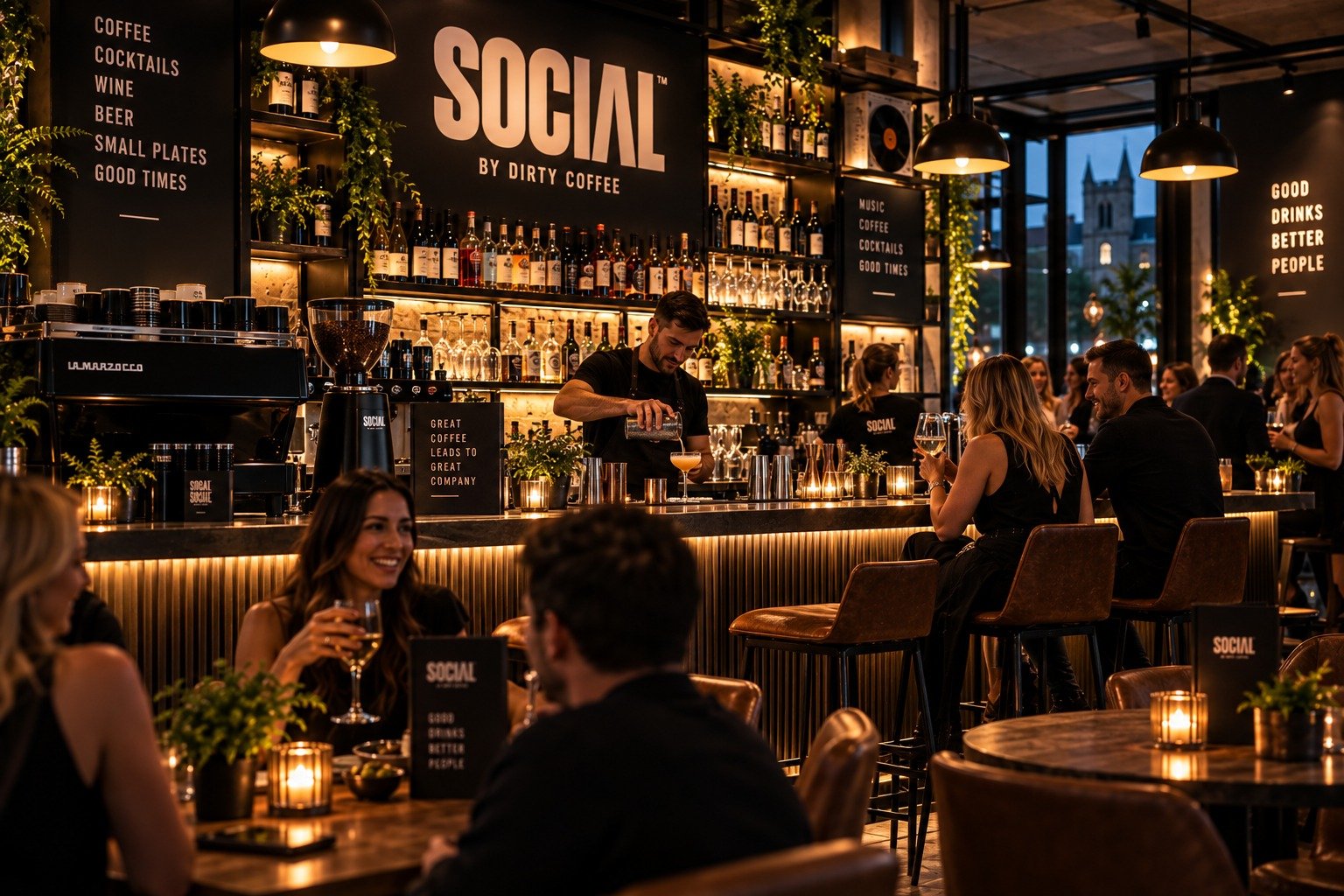 The warm evening bar at SOCIAL